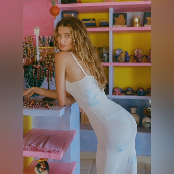 Asta Resort - DELILAH DRESS - BLUE PALM - Picture 3 of 6